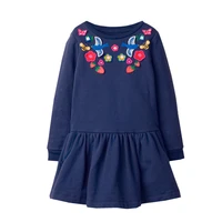 jumping meters embroidery kids cotton clothing floral princess girls dress fashion long sleeve kids autumn spring dress