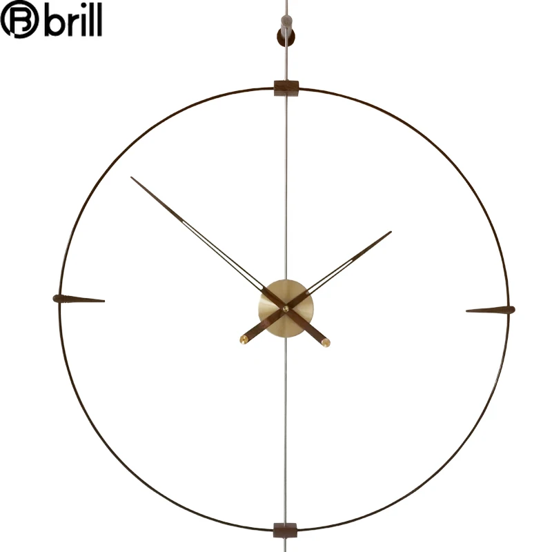 

Creative Large Silent Modern Luxury Wall Clock Metal Wall Watch Wood Clocks Wall Home Decor Living Room America Span Style 50