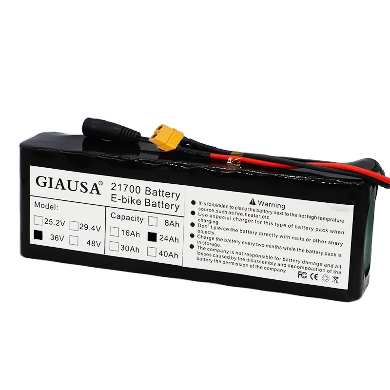 Аккумулятор GIAUSA 36 В 24 Ач 21700 10S2P аккумулятор 1000 Вт высокой мощности для