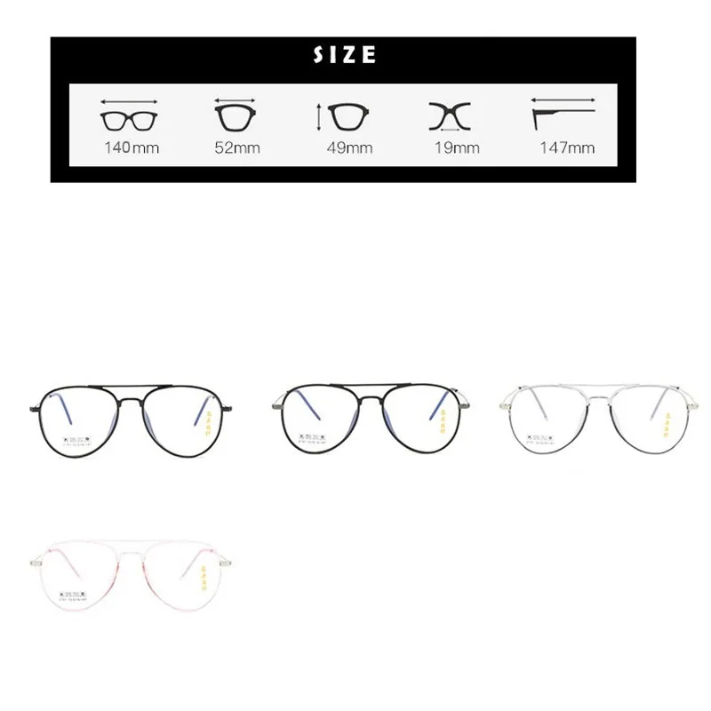 Zerosun Aviation Eyeglasses Frame Men Women Oversized Glasses Man Women's Eyeglass Spectacles for Myopia Diopter Prescription