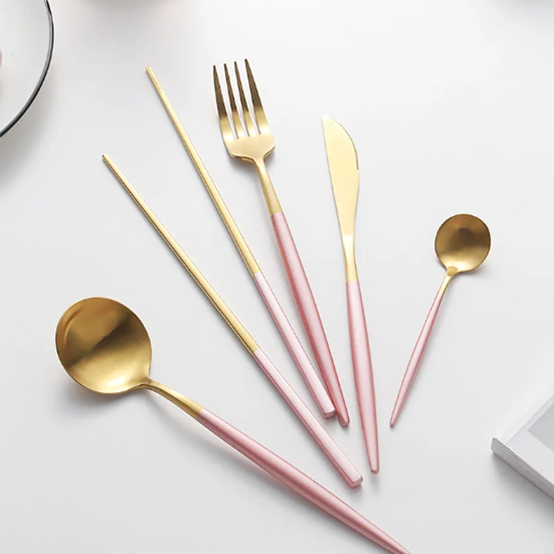 BORREY Stainless Steel Tableware Set Spoon Fork Knife Black Gold Cutlery Classic Dinner Dinnerware Portugal Cutipol GOA|Наборы столовых