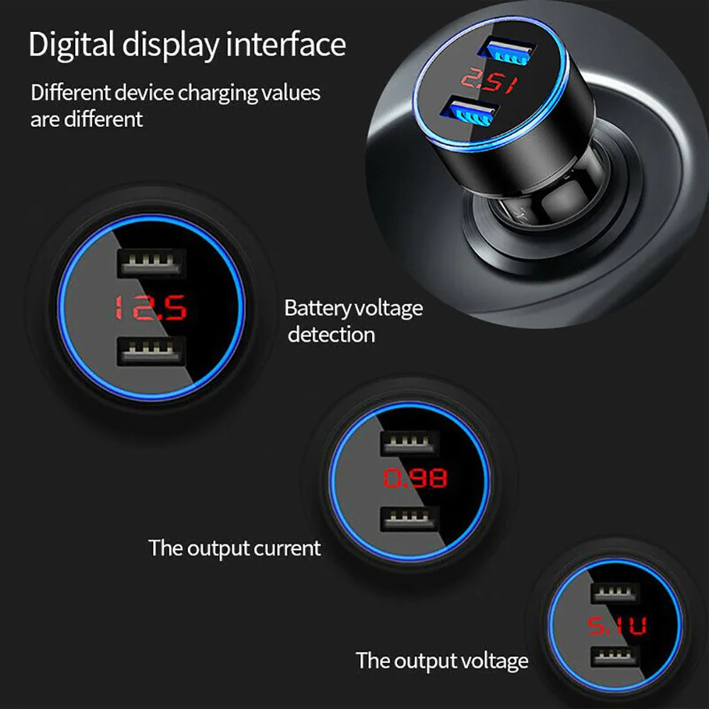 3 1a car charger for cigarette lighter usb charger voltage display adapter fast charging for iphone samsung huawei xiaomi oppo free global shipping