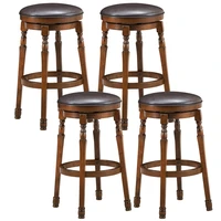 set of 4 29 swivel bar stool leather padded dining kitchen pub chair backless 2hw66564