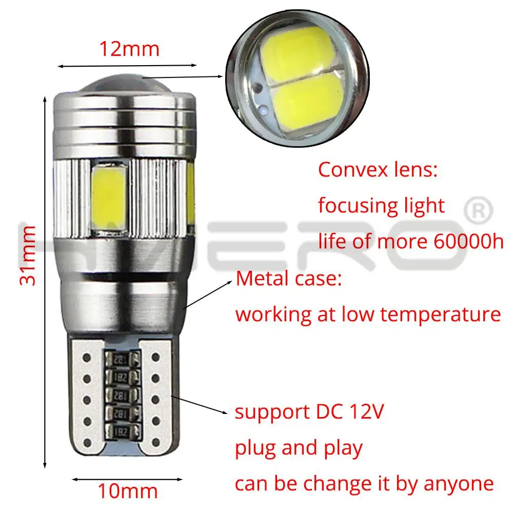 2 шт. светодиодные лампы CANBUS 6SMD для внутреннего освещения Ксеноновые белые синие