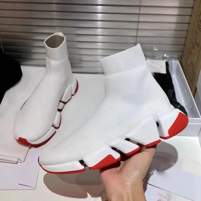 

Paris Socks Boots Men and Women Fashion Sneakers Short Tube Flat-bottom Lazy 2020 Autumn Black Shoes