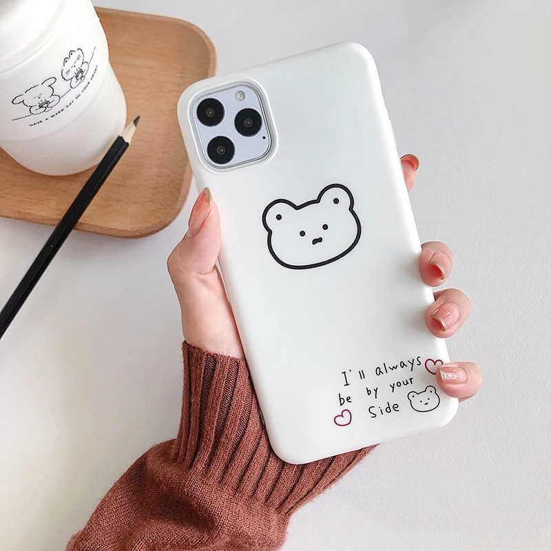 Простой Чехол для мобильного телефона с белым медведем для iPhone 11 Pro Max, силиконовый защитный чехол для iPhone X XR XS Max, мягкий чехол