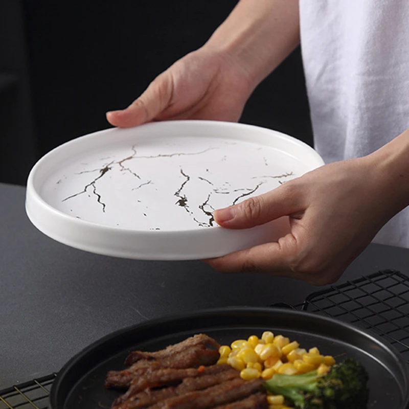 20 см золотой мраморный керамическое блюдо фарфоровый столовый набор для кухни