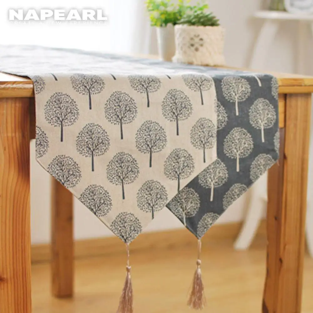 NAPEARL 1 шт. Φ 30x180 см с рисунком синего и белого дерева льняная скатерть столовое