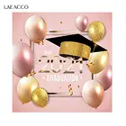 Laeacco класс 2021 Выпускной фон для фотосъемки холостяк шляпа Золотая лента блесток воздушный шар Детские вечерние Фотостудия