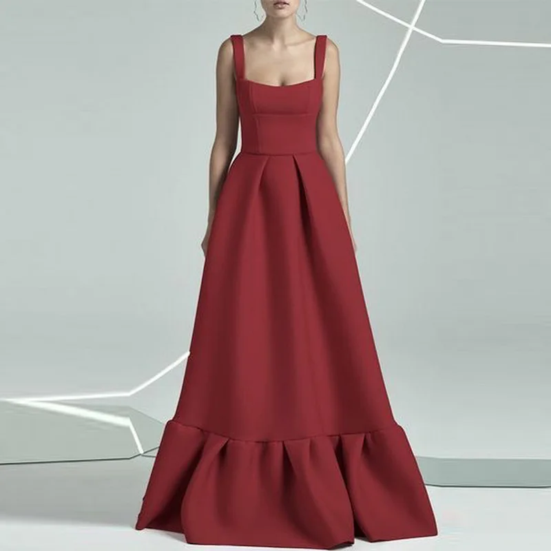 Женское элегантное платье макси без рукавов на бретелях спагетти комбинация с