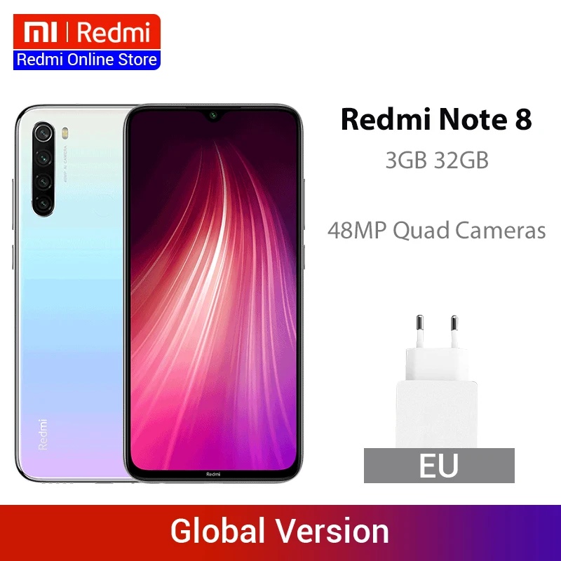 В наличии глобальная версия Xiaomi Redmi Note 8 3g 32G 48 МП Четырехъядерный Смартфон Snapdragon 665