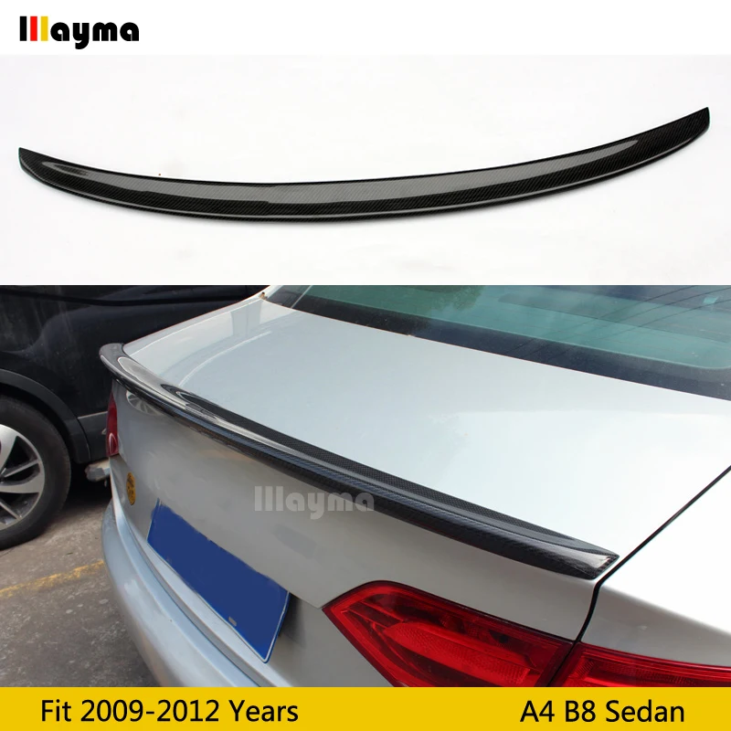 

S4 Style Carbon Fiber rear trunk spoiler For Audi A4 B8 sedan 4door 2009 - 2012 Car rear wing spoiler (Not fit Sline S4 RS4)
