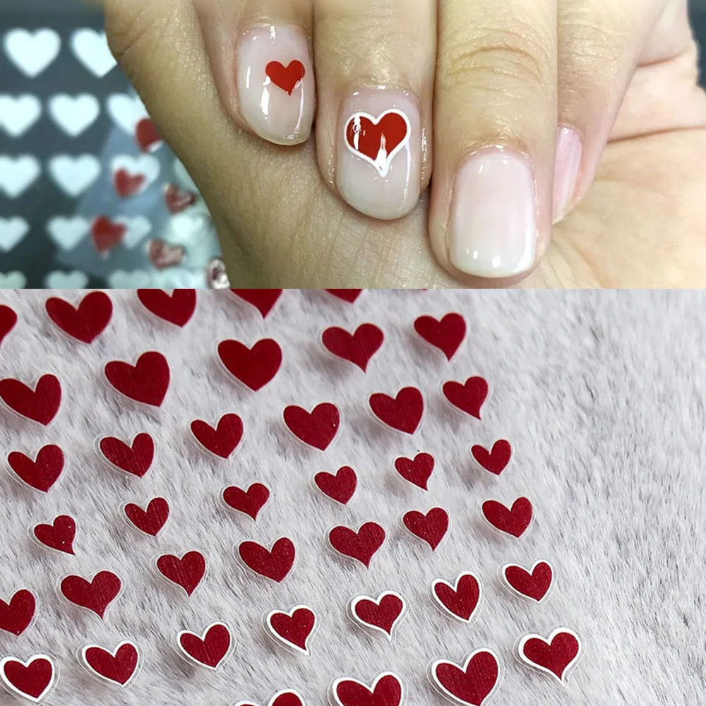 

1pcs Red/white Love Heart New 3d Nail Sticker For Nail Foil Cute Simple Loving Heart Geometry Pattern Fashion Manicure Sticker