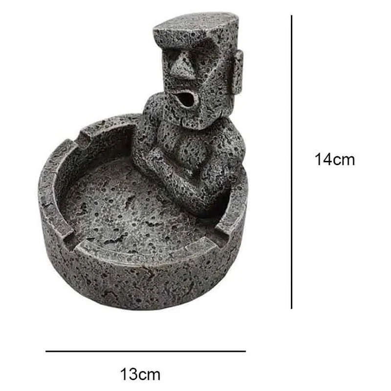

Moai Monolith Resin Ashtray Easter Island Moai Figurines Office Countertop Ashtray for Bathroom Home Living Room BDF99