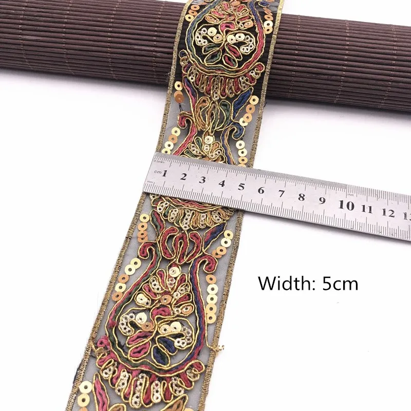 1 ярд ретро золотые блестки кружевная отделка тесьма вышитая лента ткань для