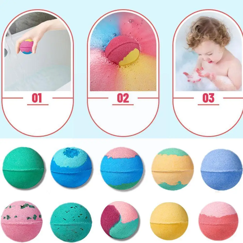 

Colorful Bath Salt Ball Bubble Bath Ball Spa Bomb Stress Ball Essential Relief Plant Fragrances Oil Moisturizing Aromathera Z9g5