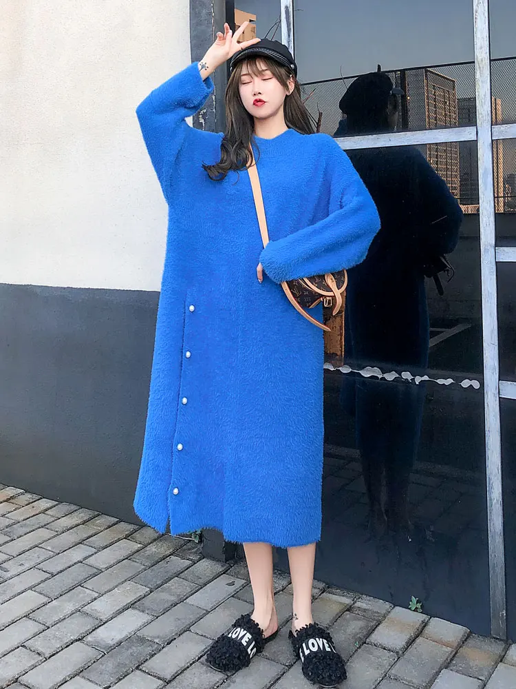 

New 2021 spring elegant Style loose oversized Sweaters dress ladies fashion Long sleeve pullovers A49