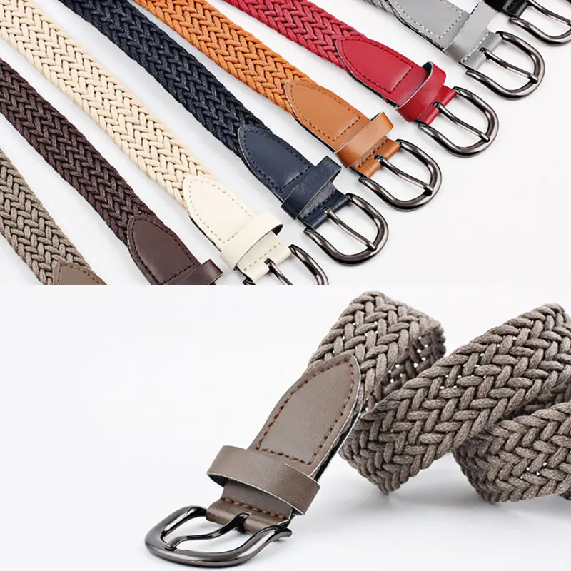 

2021 NEW Fashion Wide Belt For Men Women Knitted Braid Jeans Dress Belt with Leather Metal Buckle Casual Belt for Women Men