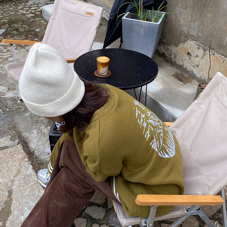 

2 colors autumn winter 2020 Korean style Women Sweatshirts cartoon print thick Warm Sweatshirt Womens pullovers ( F4137)