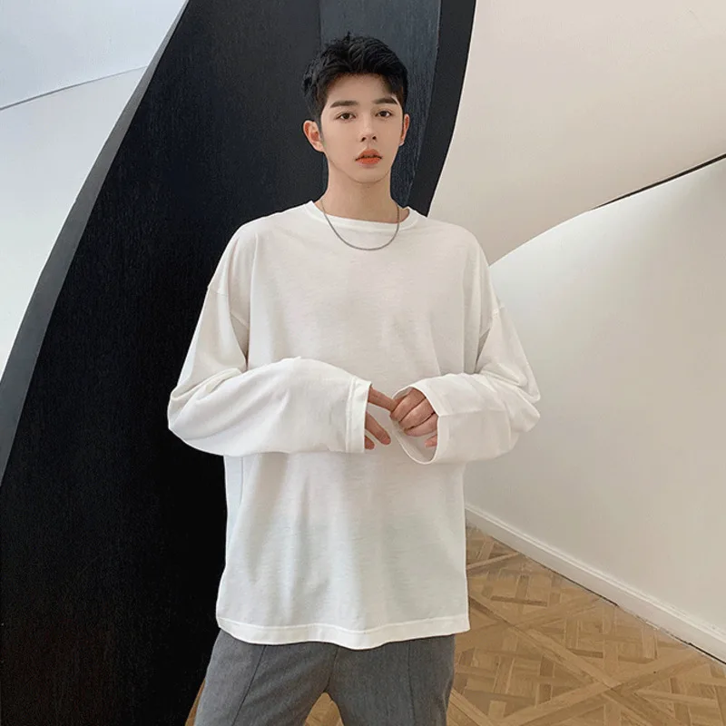 

IEFB men's design long sleeve tee tops personalized open back hollow out casual round collar long sleeve T-shirt 9Y6592