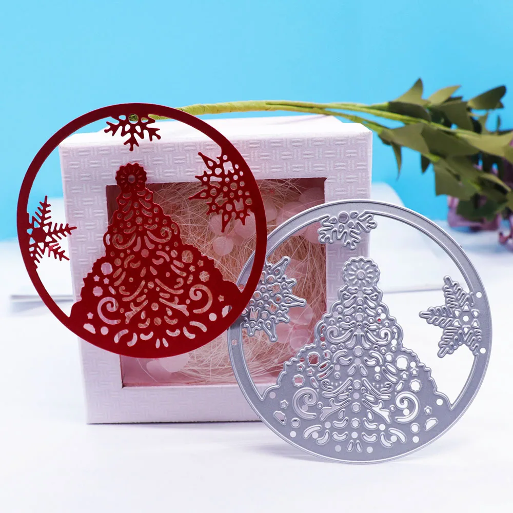 Рождественский Декор круг металлический Трафаретный вырубной штамп Скрапбукинг