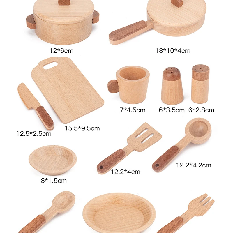 

Wooden children's kitchen toys Play house children's kitchen set Beech simulation kitchenware Miniature food girl toys