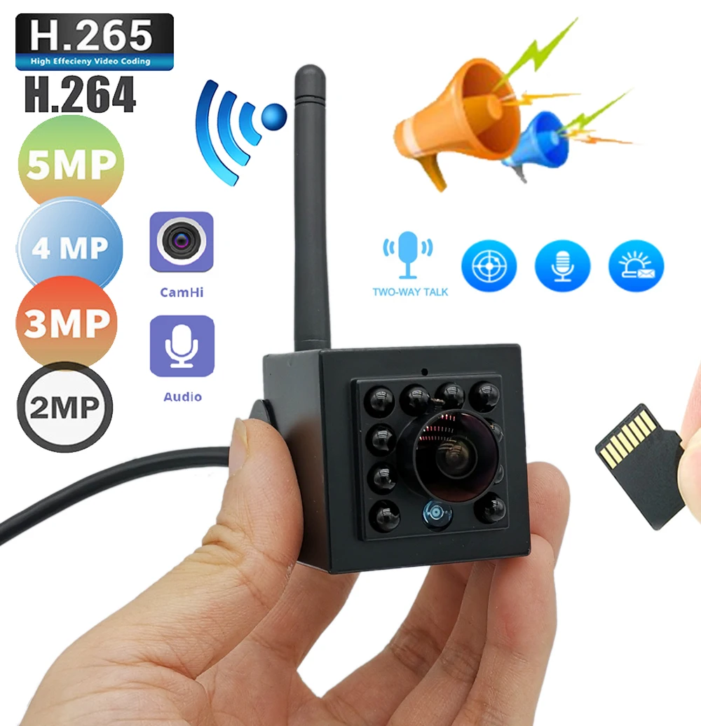 

940nm Night Vision Audio Video Mini IR Wireless IP Camera Sd Card Slot Wifi 5MP 3MP 1080P 960P 720P Bird Nest Camera P2P Onvif