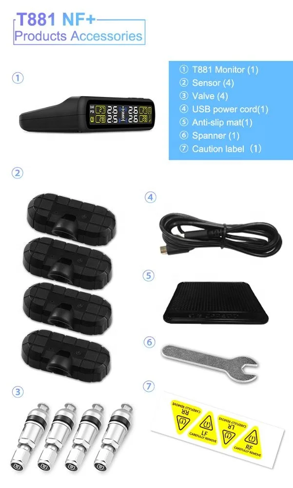 

High Quality Car Tire Pressure Monitoring System Wireless 4 External Standard Sensors