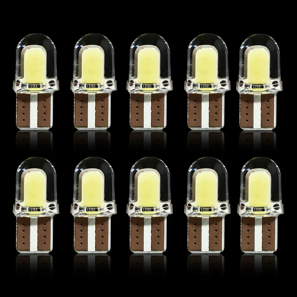 

10pcs T10 194 168 W5W COB 4 SMD LED CANBUS Silica Bright White Car Interior Clearance License Light Bulbs Car Lights Universal