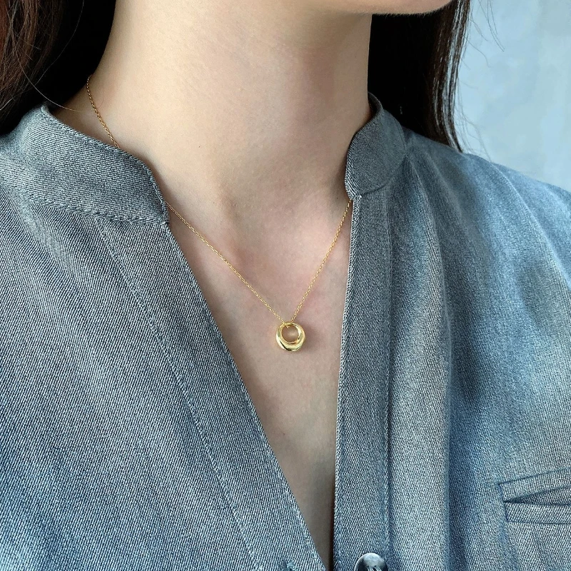 

Irregular Design Necklace 925 Silver Choker Kolye Gold Pendant Charm Minimalism oval Bijoux Femme Collier Necklace Women Jewelry
