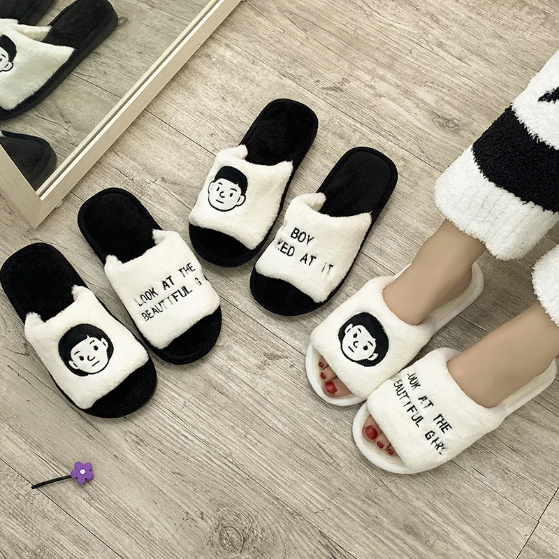 

Fashion Ladies Slippers British Cotton Slippers Women's Indoor Home Warming Thick-soled Toe Soft-soled Plush Shoes women shoes