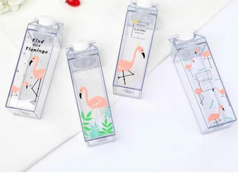 Фламинго дизайн бутылки для воды молочная Коробка Форма прозрачный пластик