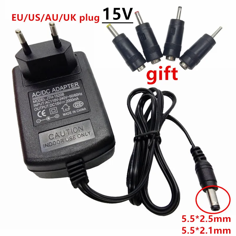 

Universal 15V AC DC Power Adapter Supply 15 V Adaptor Adaptador 15 Volt 0.8A 1A 1.25A 1.5A 2A 2.5A 3A Multi Jack Plugs