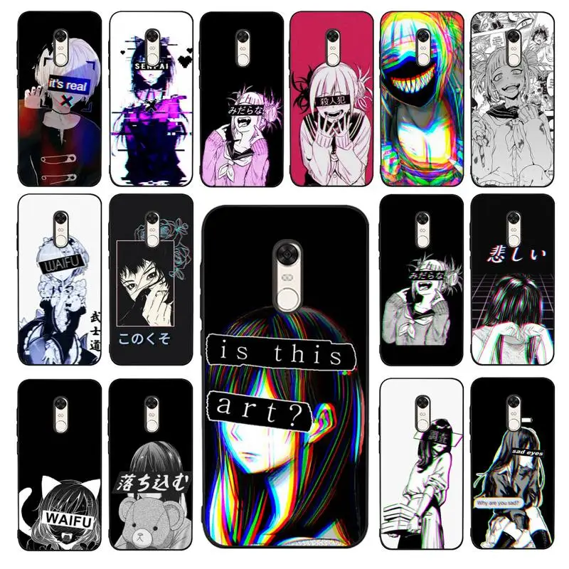

YNDFCNB Sad Anime Aesthetic Senpai Phone Case for RedMi 4X 5 plus 5 6 7 8 9 A 6pro Go K20 cover
