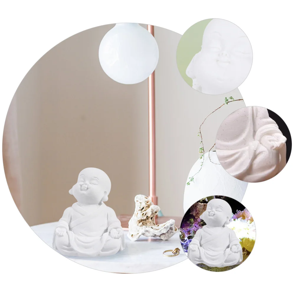 

2pcs Miniature Maitreya Figurine Resin Monk Crafts Sculpture Fish Tank Decors