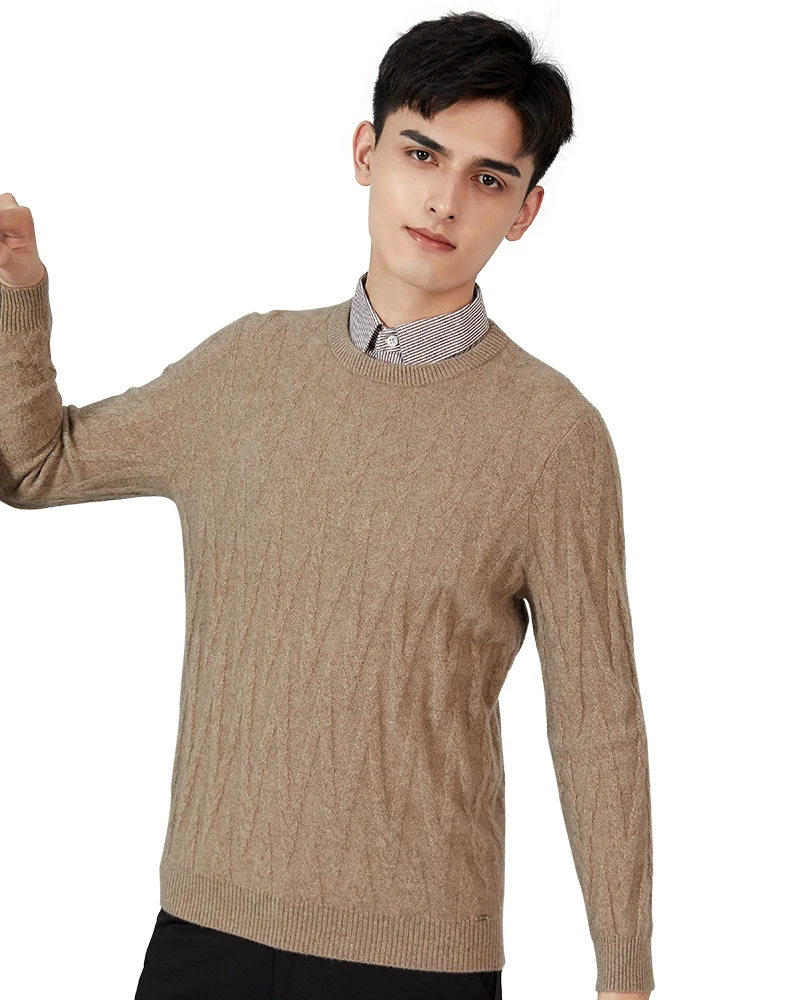 Zhili Men's 100% Cashmere Solid Color Pullover Sweater