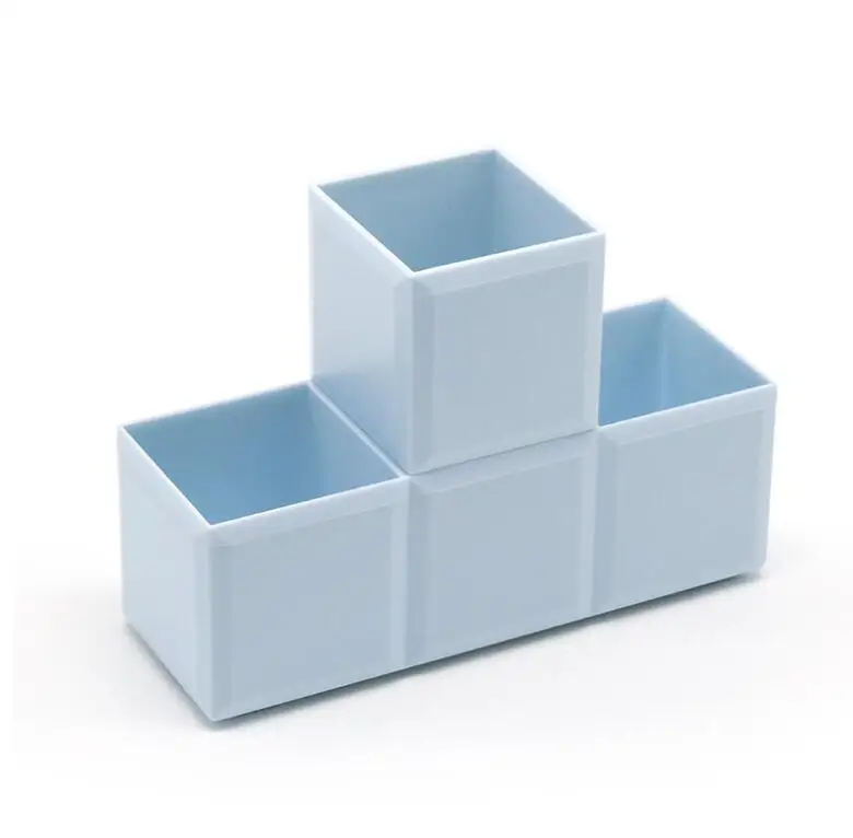 Blue XRHYY, 3 отсека, коробка для хранения, модный, настольный, съемный, вставленный, чехол для карандашей, держатель для ручек, органайзер для школы, офиса, дома - Цвет: Blue
