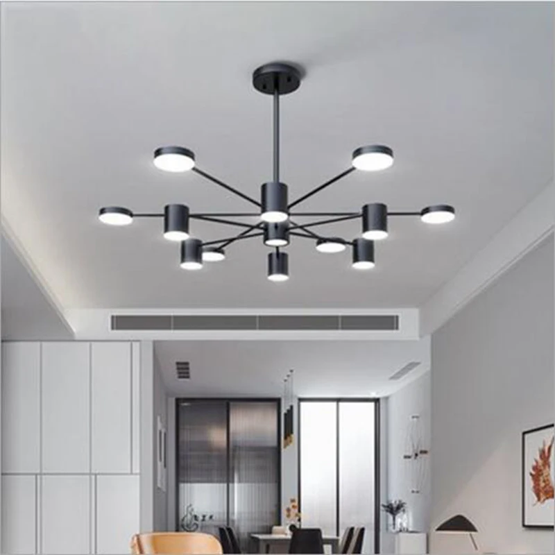 

Современная черная люстра, светильник для гостиной, столовой, кухни, спальни, 12 светодиодов, осветительные приборы для дома