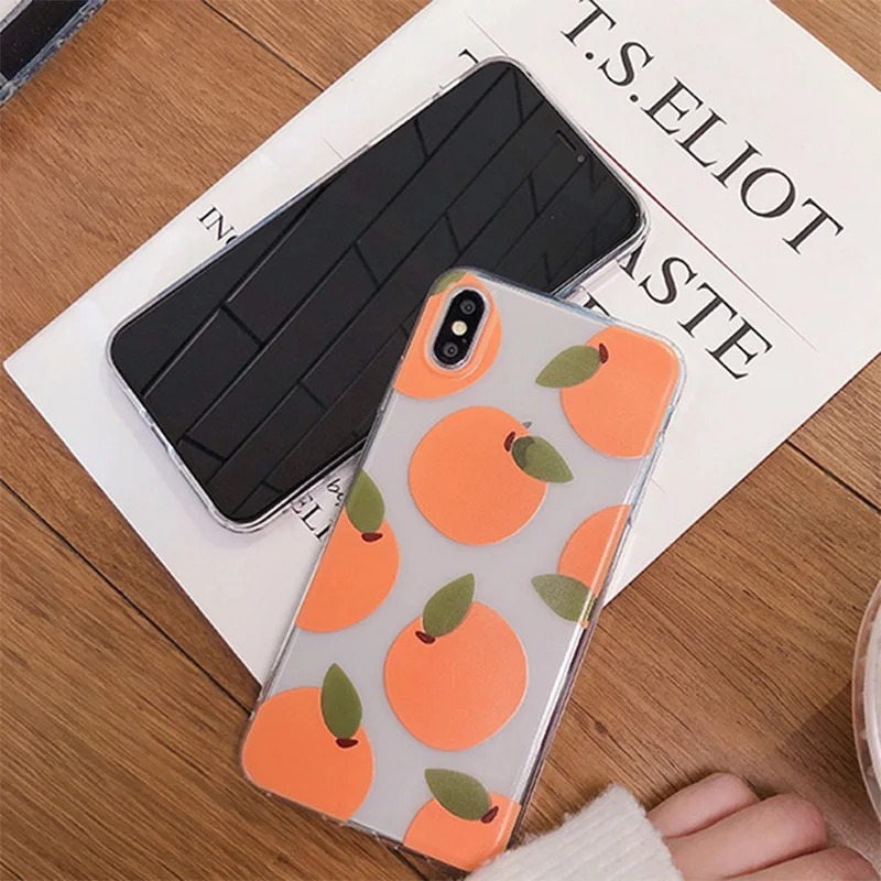 Противоударный чехол для телефона мягкий из тпу оранжевый прозрачный Apple iPhone X XR XS