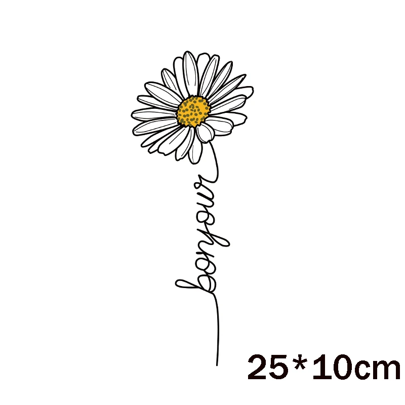 

Daisy Flower Letter Iron On Transfer Patches For Clothes DIY Washable T-Shirts Transfer Thermal Stickers