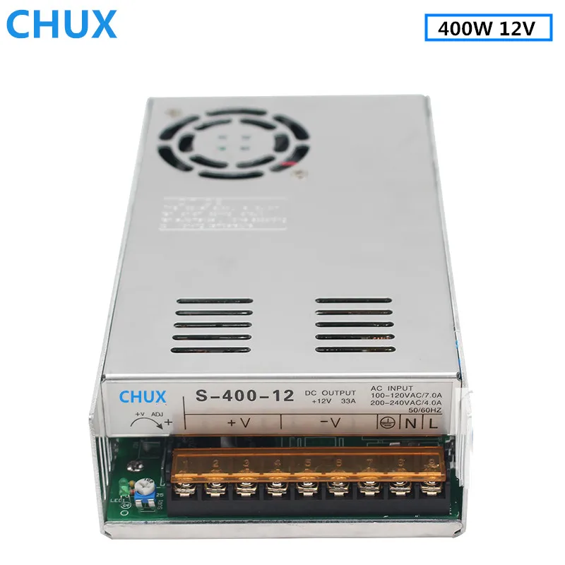 CHUX переключение Питание 400W 12V AC DC 33A одиночный выход SMPS с вентилятором