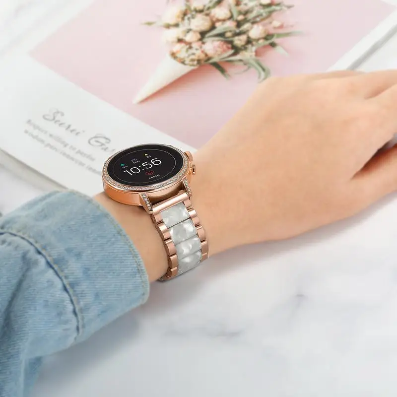 Ремешок для часов из нержавеющей стали и смолы 18 мм для Fossil women's Gen 4 Venture HR/women Gen 4 Sport/Gen 3 Q Venture