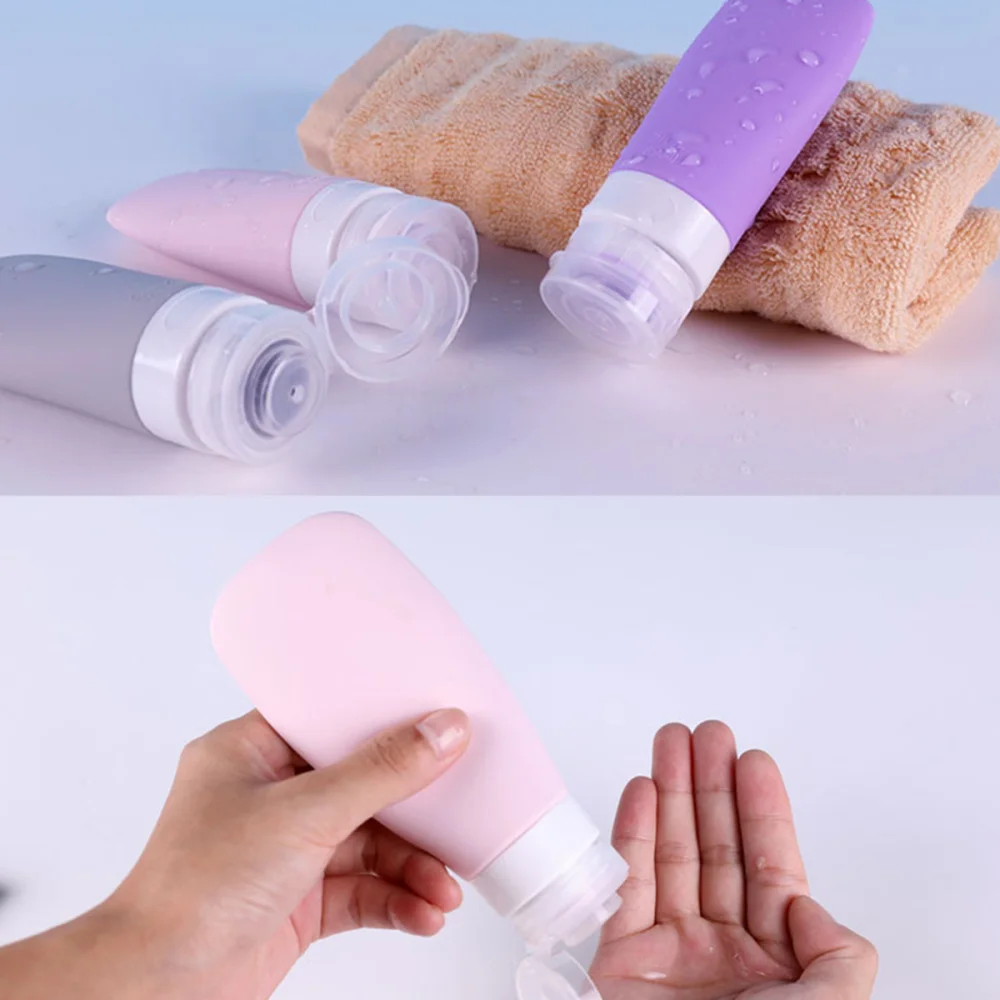 

3pcs 60ML Silicone Dispensing Bottle Sub-bottle Travel Set Portable Cosmetic Bottle (Purple & Pink & Blue)