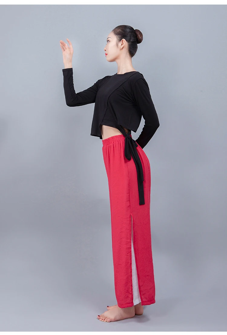 Modern Dance Acrobatics Pants Vents Of Cotton And Linen Practise Wide-Legged Elegant Classical Yoga Clothes One Piece |