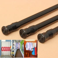 telescopic spring tension rod metal black shower curtain pole extendable room divider for bathtub shower stall window wardrobe