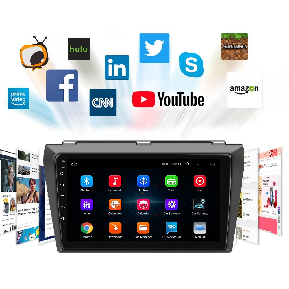 Автомагнитола Podofo 2 Din Android 8 1 GPS Wi Fi четырехъядерный процессор для Mazda 3 2004