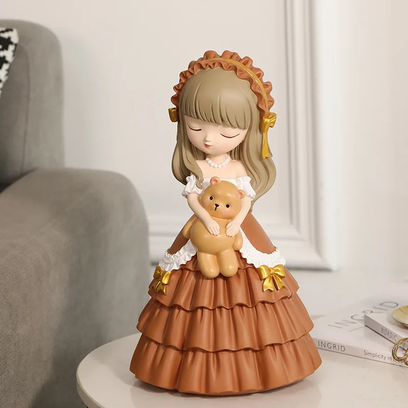 

Nordic Style Resin Girl Sculpture Ornaments Living Room TV Cabinet Desktop Statue Craft Home Decoration Accessories Wedding Gift