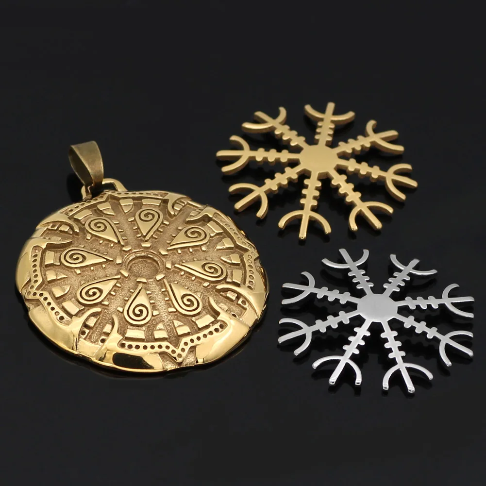 Nordic Viking vegvisir Stainless Steel Rune Necklace For Men With Valknut Gift Bag |