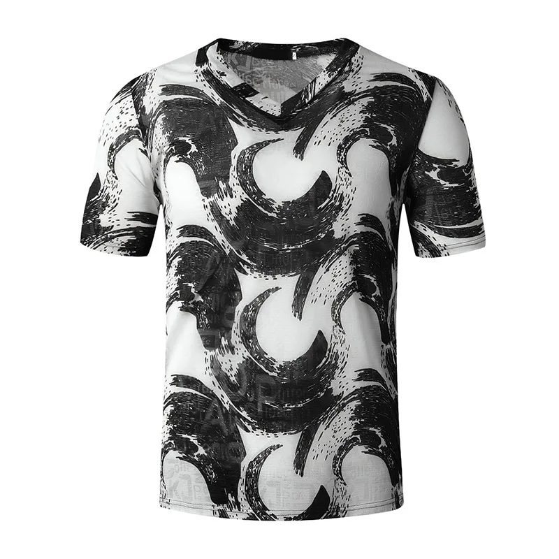 

Mens Classic Hipster V Neck T Shirts 2021 Summer Slim Fit Short Sleeve T Shirt Men Hip Hop Streetwear Clothing Camisetas Hombre
