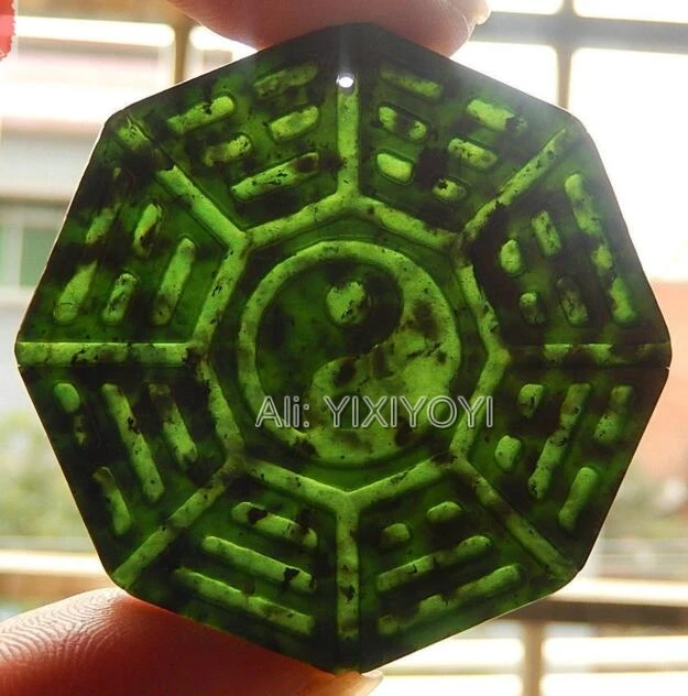 2 шт. оптовые продажи натуральный черный зеленый камень Yu резной китайский TaiJi BaGua